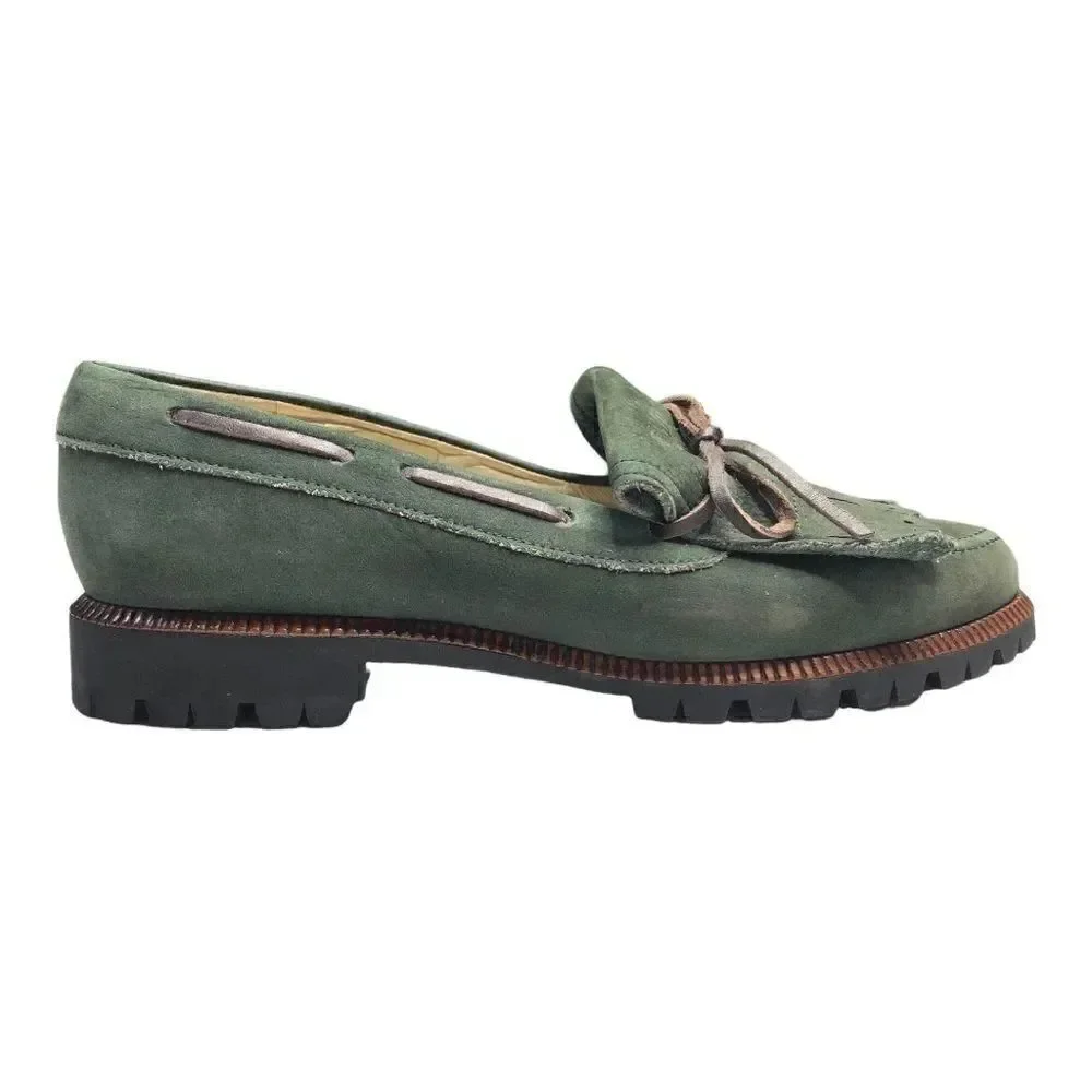 Bally leather slip on green loafer's with tassel size 2.5
